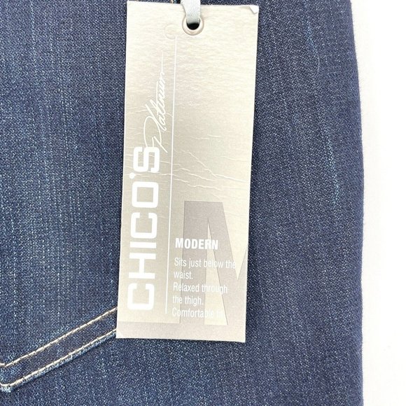 Chicos Platinum Modern M Crop Dark Wash Mid Rise Stretch Denim‎ Jeans Comfort - Picture 7 of 8